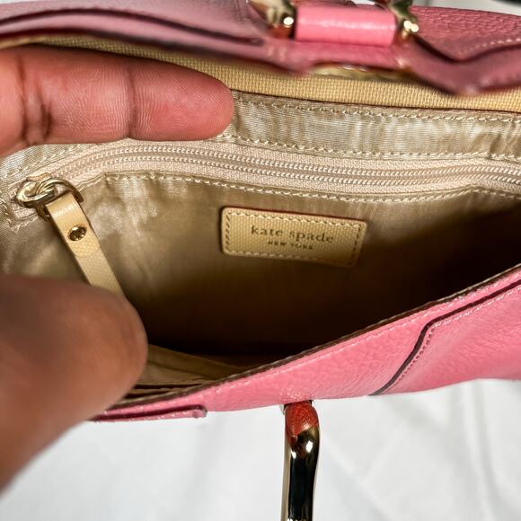 KATE SPADE Barbie Pink Leather Chain Pochette Bag Mirror Clasp Shoulder Purse - Picture 10 of 13